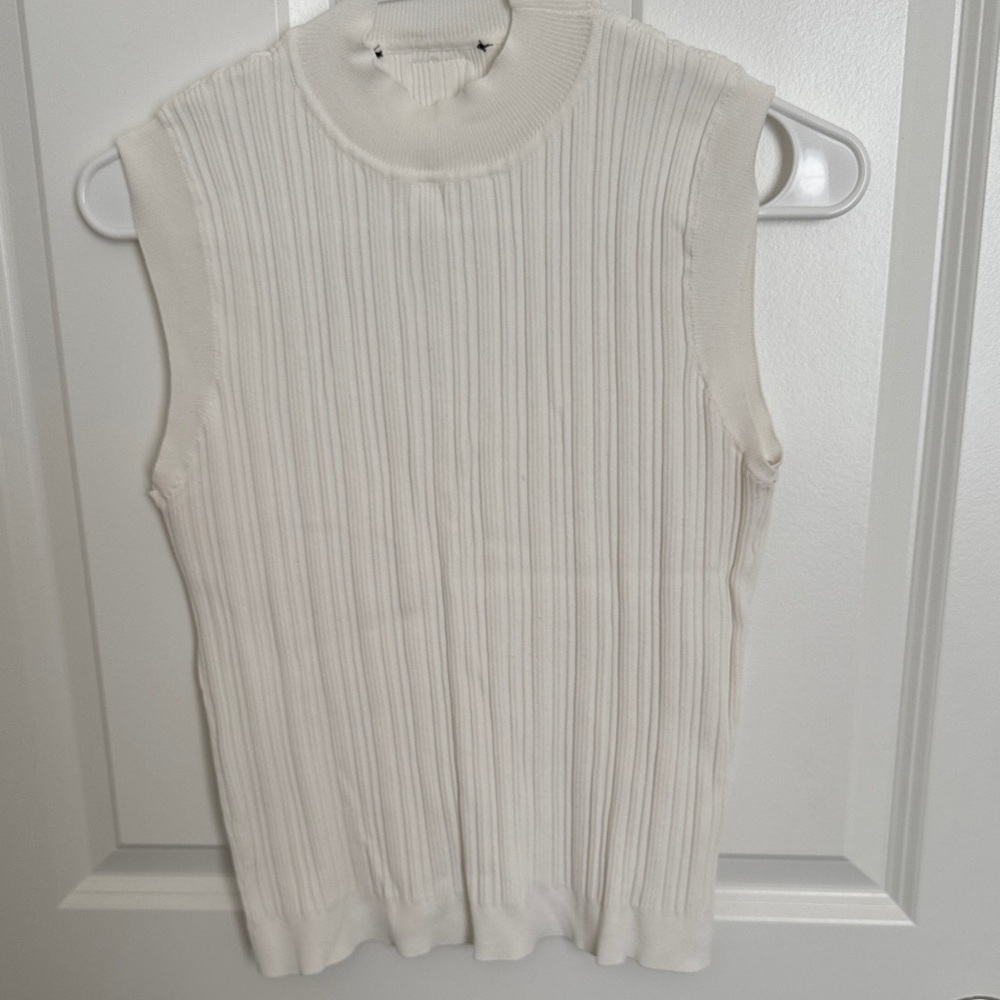 H&M x Barneys New York collab ribbed top Medium white